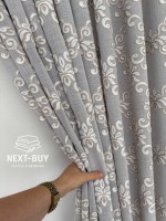 Тюль серый лён с аппликацией Linen Grace Embroidery Grey-Beige Италия — изображение 9