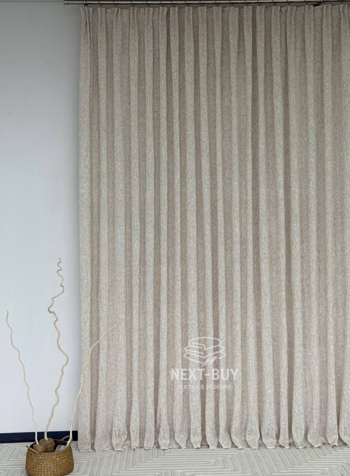 Тюль фактурный лён сетка бежевый Boho Linen Flow Beige-Cream Италия — изображение 3