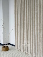 Тюль фактурный лён сетка бежевый Boho Linen Flow Beige-Cream Италия — изображение 4