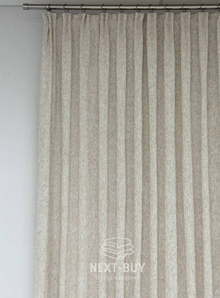 Тюль фактурный лён сетка бежевый Boho Linen Flow Beige-Cream Италия — изображение 5
