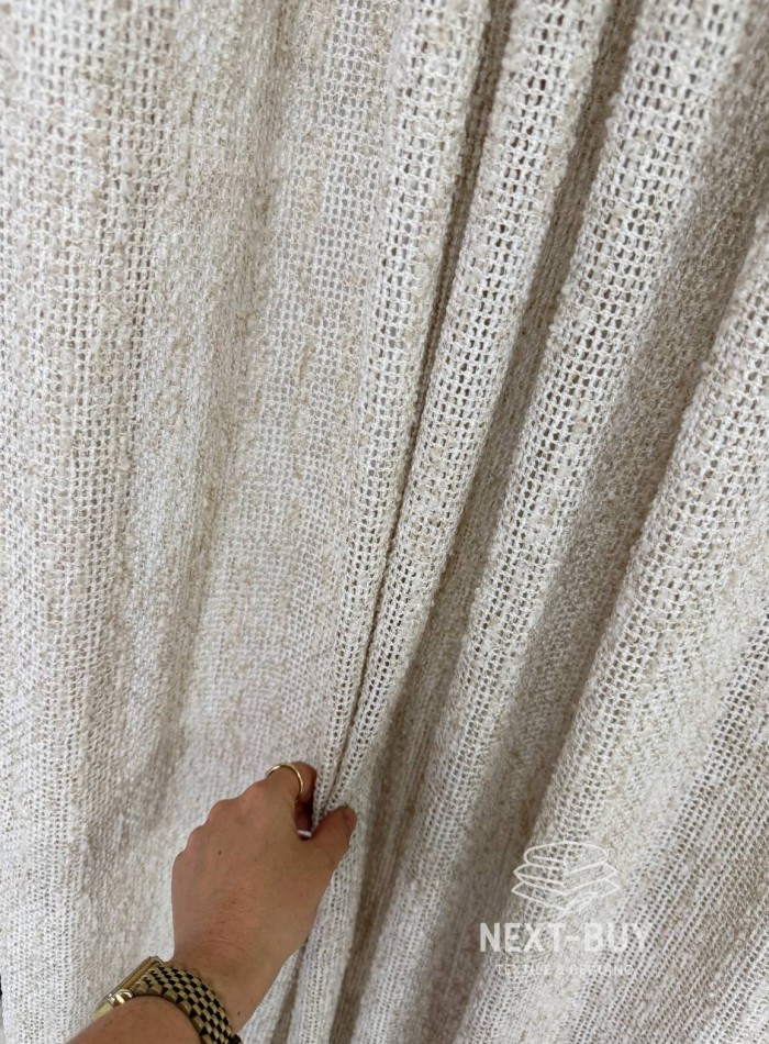 Тюль фактурный лён сетка бежевый Boho Linen Flow Beige-Cream Италия — изображение 7