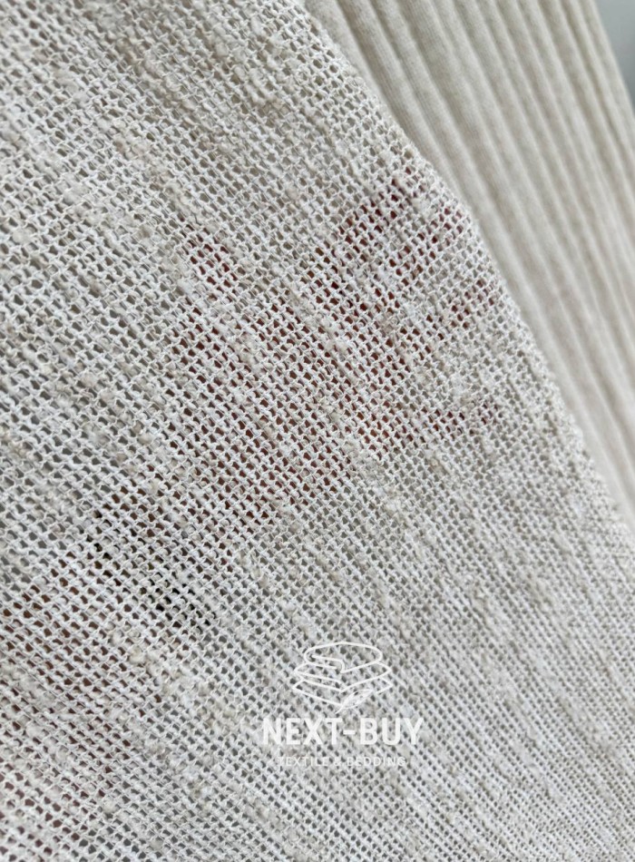 Тюль фактурный лён сетка бежевый Boho Linen Flow Beige-Cream Италия — изображение 8