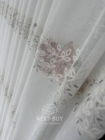 Тюль льон білий з рельєфною флористичною вишивкою Linen Elegance Natural White & Gray Туреччина - Зображення 3