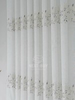 Тюль льон білий з рельєфною флористичною вишивкою Linen Elegance Natural White & Gray Туреччина - Зображення 8