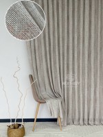 Тюль фактурний льон сітка кавового кольору Boho Linen Flow Woodsmoke Італія