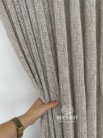 Тюль фактурний льон сітка кавового кольору Boho Linen Flow Woodsmoke Італія - Зображення 3