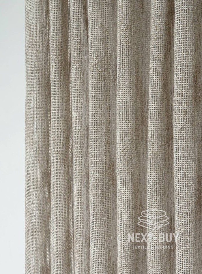 Тюль фактурний льон сітка кавового кольору Boho Linen Flow Woodsmoke Італія - Зображення 5