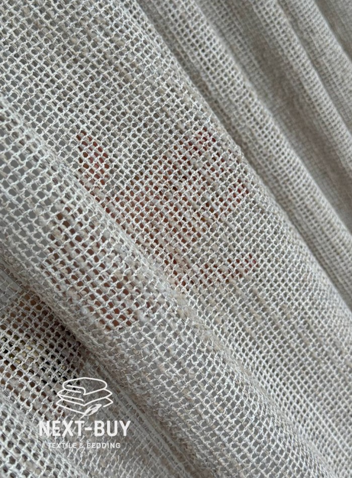 Тюль фактурний льон сітка кавового кольору Boho Linen Flow Woodsmoke Італія - Зображення 8