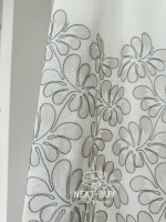 Тюль белый лён с цветочной вышивкой Linen Bloom Whisper – White & Beige with Turquoise Thread Италия — изображение 8