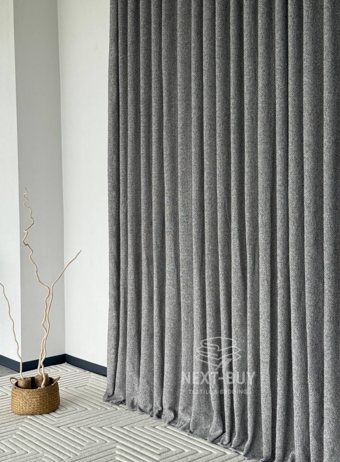 Тюль Boho Linen Flow Grey — сірий льон-сітка, Італія - Зображення 9