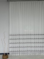 Тюль льон з сірою аплікацією у смужку Linen Grace Silver Lines, Італія - Зображення 9