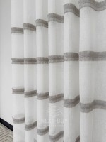 Тюль льон з сірою аплікацією у смужку Linen Grace Silver Lines, Італія - Зображення 4