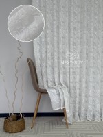 Тюль білий льон з квітковою вишивкою Bianca Fiora White Linen, Італія