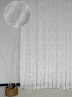 Тюль білий льон з квітковою вишивкою Bianca Fiora White Linen, Італія - Зображення 2