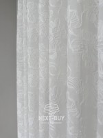Тюль білий льон з квітковою вишивкою Bianca Fiora White Linen, Італія - Зображення 5