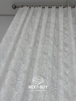 Тюль білий льон з квітковою вишивкою Bianca Fiora White Linen, Італія - Зображення 6