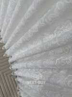 Тюль білий льон з квітковою вишивкою Bianca Fiora White Linen, Італія - Зображення 7