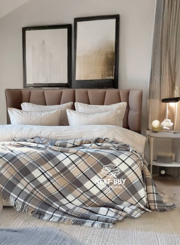 Плед у клітинку Aksu Cozy Life Inka Gri - Зображення 3
