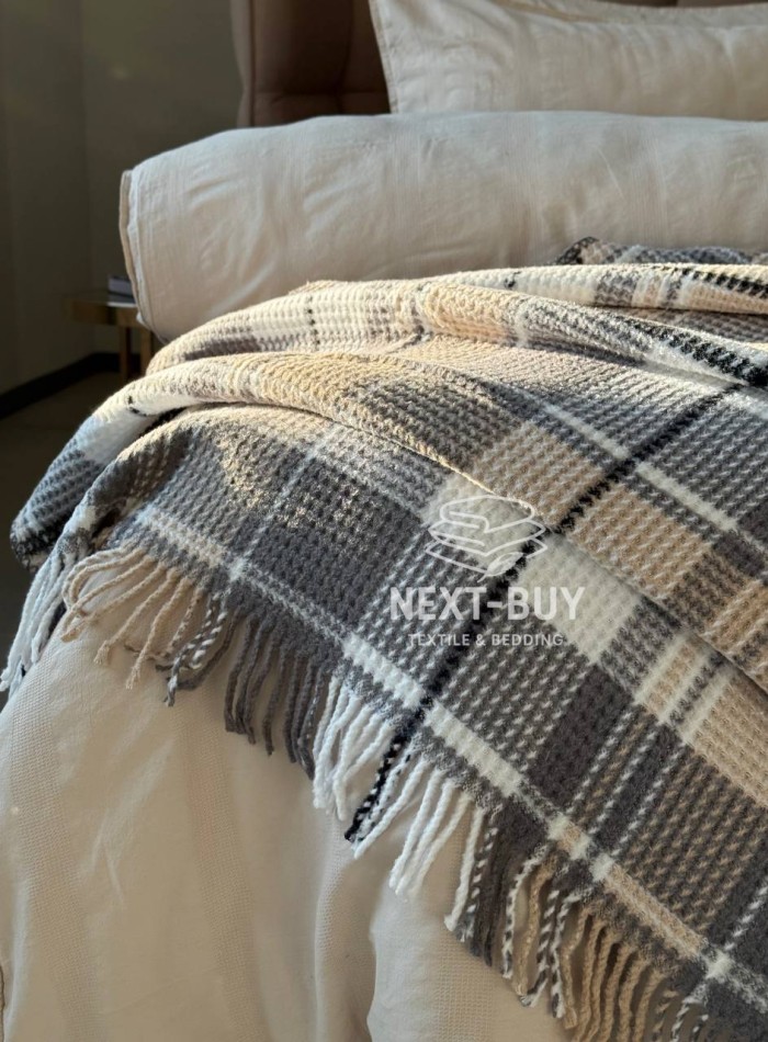 Плед у клітинку Aksu Cozy Life Inka Gri - Зображення 4