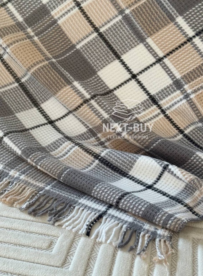 Плед у клітинку Aksu Cozy Life Inka Gri - Зображення 5