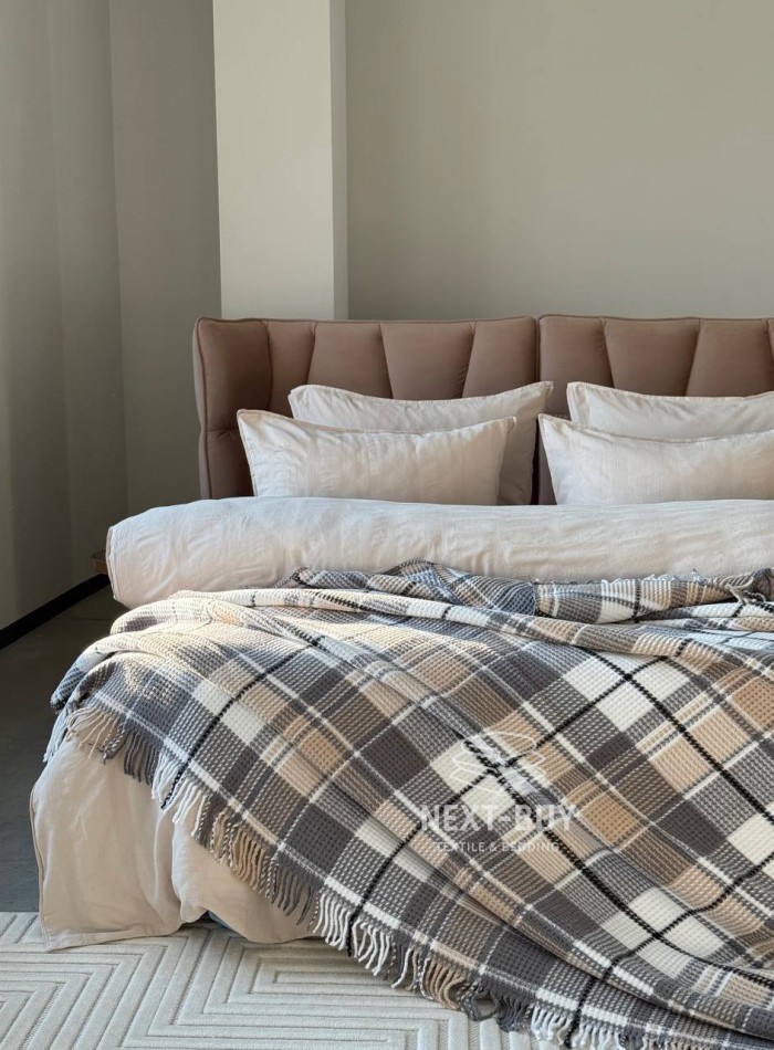 Плед у клітинку Aksu Cozy Life Inka Gri - Зображення 7