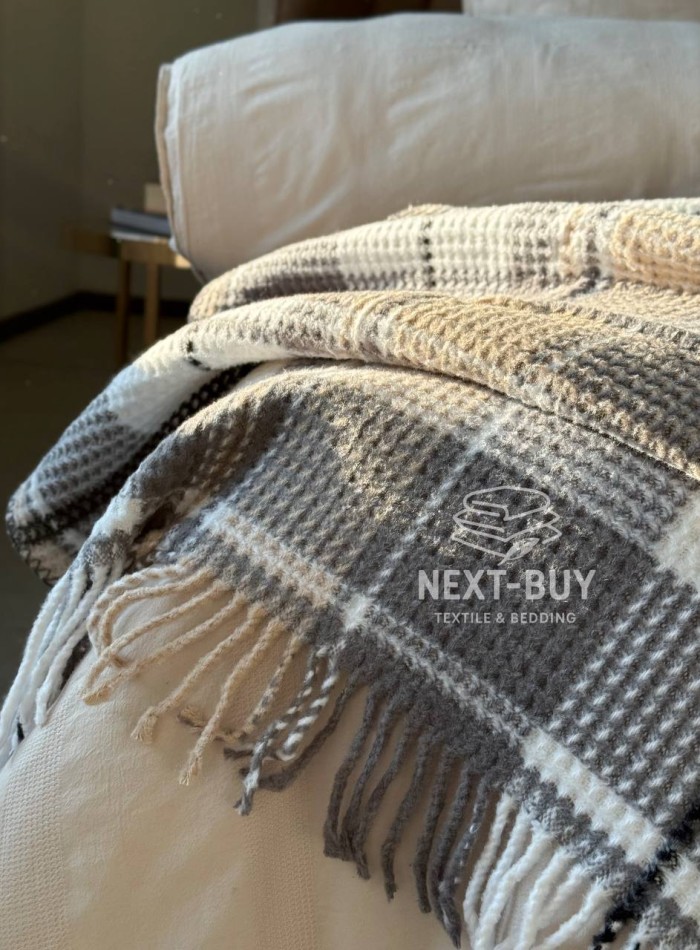Плед у клітинку Aksu Cozy Life Inka Gri - Зображення 8