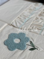 Постільна білизна з простирадлом на резинці Saheser Florita Mint євро 200×220 • Вишивка - Зображення 8