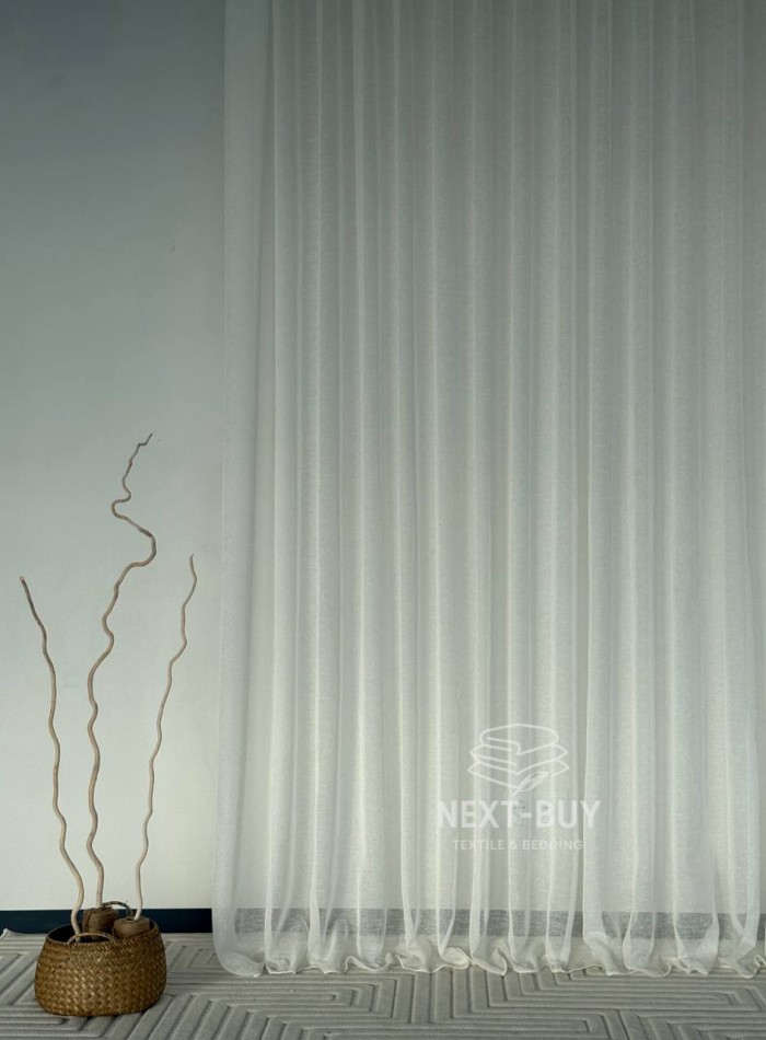 Тюль однотонний кремовий льон Linen Whisper Cream Туреччина - Зображення 4