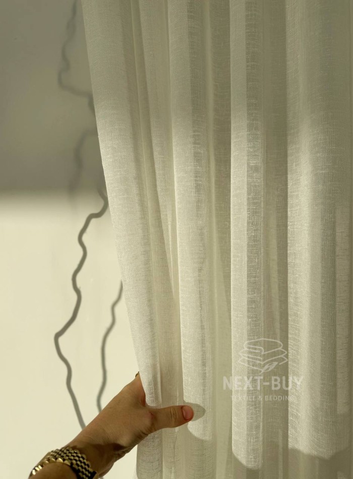 Тюль однотонний кремовий льон Linen Whisper Cream Туреччина - Зображення 2