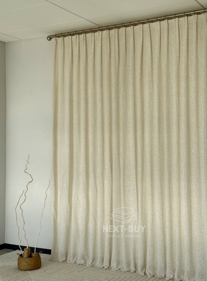 Тюль Boho фактурний льон — сітка Soft Weave Linen Beige Elegance Італія - Зображення 9
