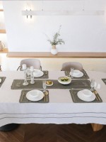 Скатертина 160×220, ранер та 6 серветок з вишивкою OLIVE EARTH Istambul Туреччина - Зображення 2
