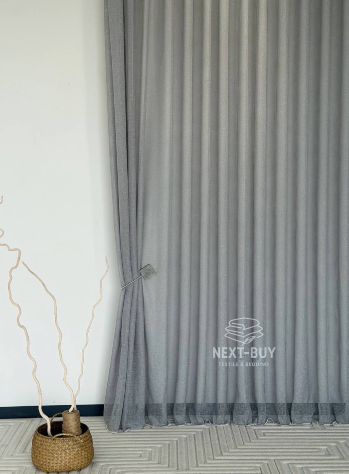 Тюль однотонний сірий льон Linen Sofia Veil преміум якість Туреччина - Зображення 15