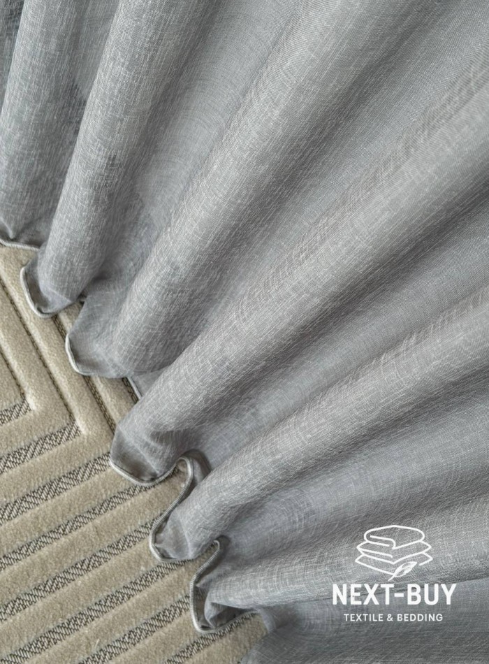 Тюль однотонний сірий льон Linen Sofia Veil преміум якість Туреччина - Зображення 8