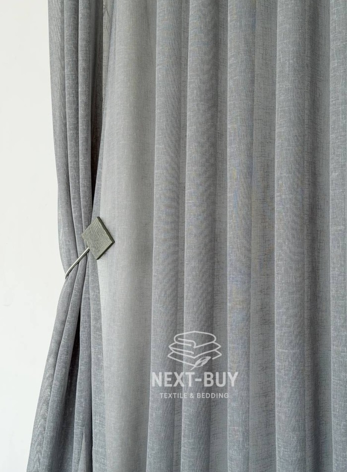 Тюль однотонний сірий льон Linen Sofia Veil преміум якість Туреччина - Зображення 10