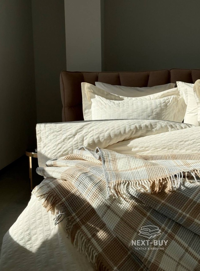 Плед у клітинку Aksu Cozy Life Inka Bej - Зображення 7
