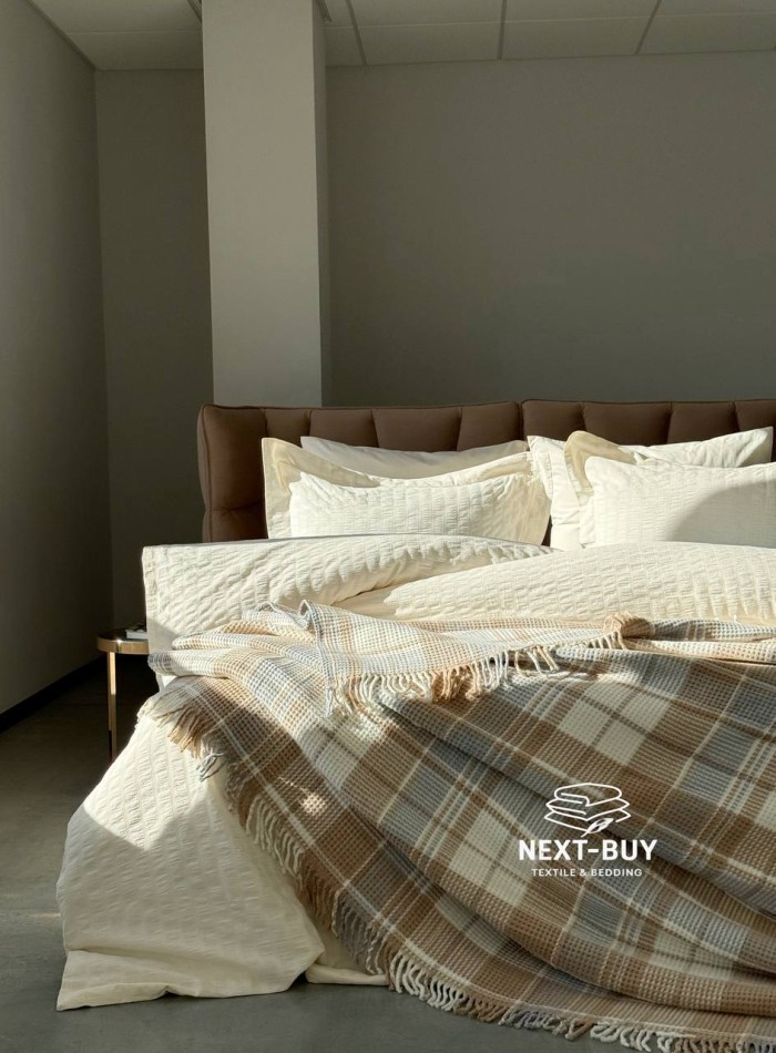 Плед у клітинку Aksu Cozy Life Inka Bej - Зображення 4