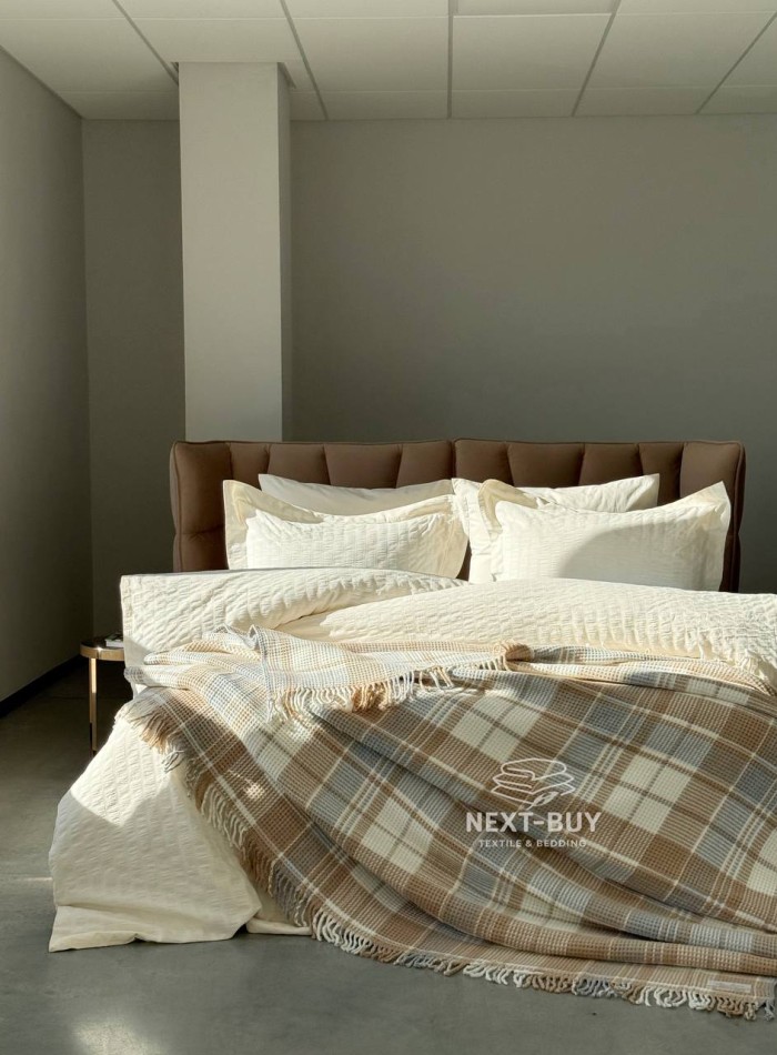 Плед у клітинку Aksu Cozy Life Inka Bej - Зображення 2
