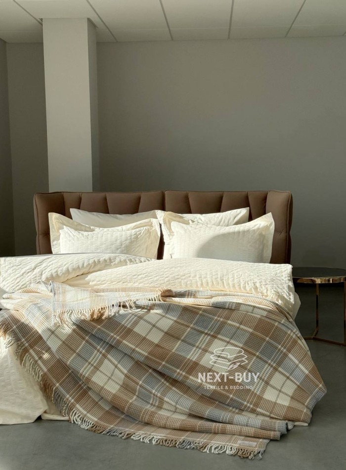 Плед у клітинку Aksu Cozy Life Inka Bej - Зображення 3