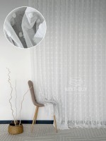 Тюль з 3D помпонами Linen Dots Ecru Туреччина