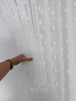 Тюль з 3D помпонами Linen Dots Ecru Туреччина - Зображення 4