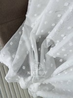 Тюль з 3D помпонами Linen Dots Ecru Туреччина - Зображення 5