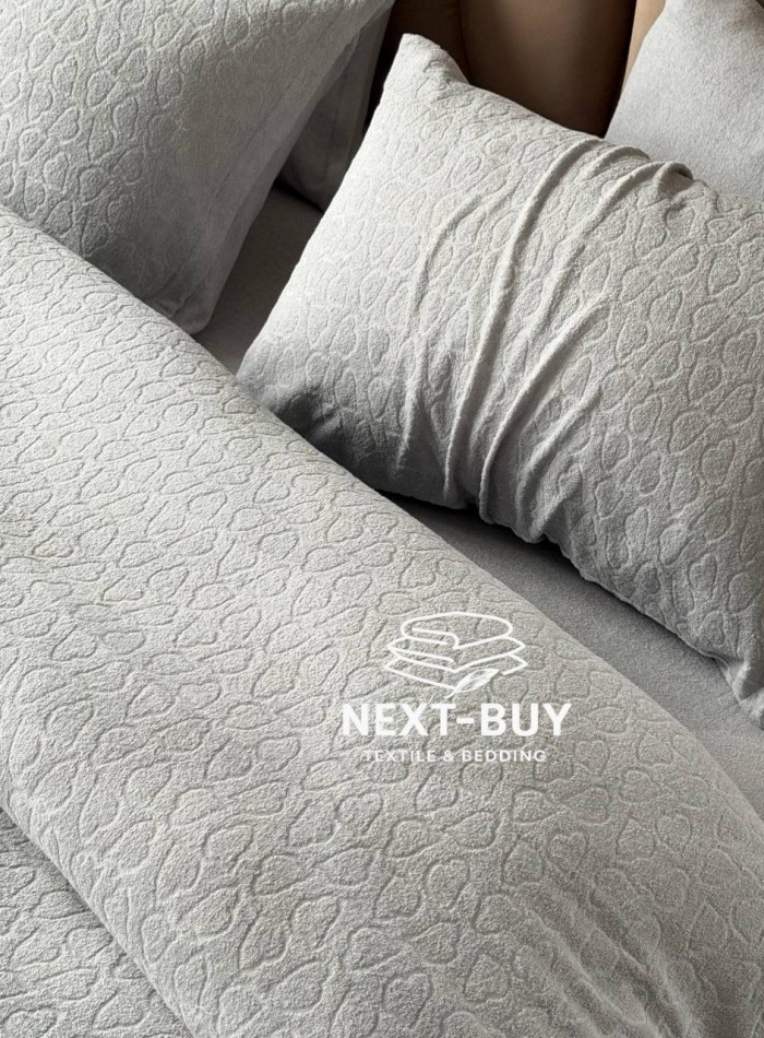 Постільна білизна махрова Maison D'or Jaquard Stretcu Terry Set Grey 200x220см - Зображення 3
