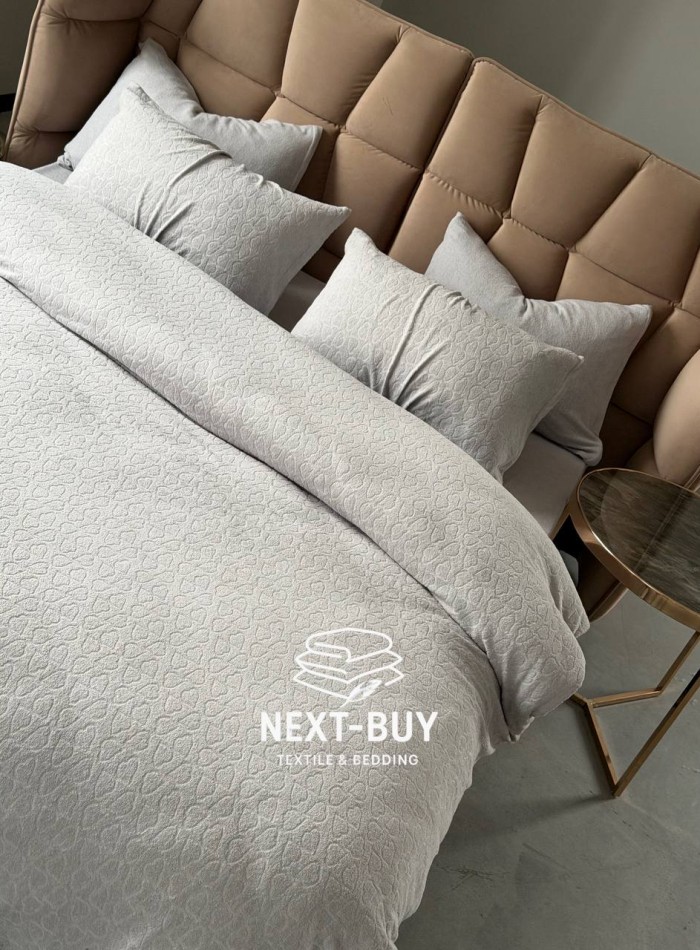Постільна білизна махрова Maison D'or Jaquard Stretcu Terry Set Grey 200x220см - Зображення 4