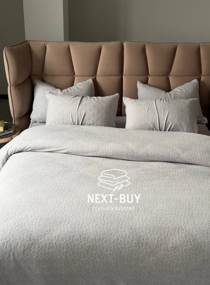 Постільна білизна махрова Maison D'or Jaquard Stretcu Terry Set Grey 200x220см - Зображення 7