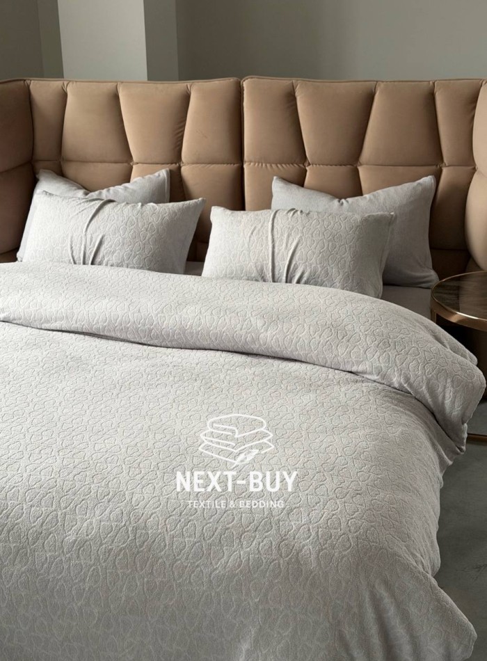 Постільна білизна махрова Maison D'or Jaquard Stretcu Terry Set Grey 200x220см - Зображення 9