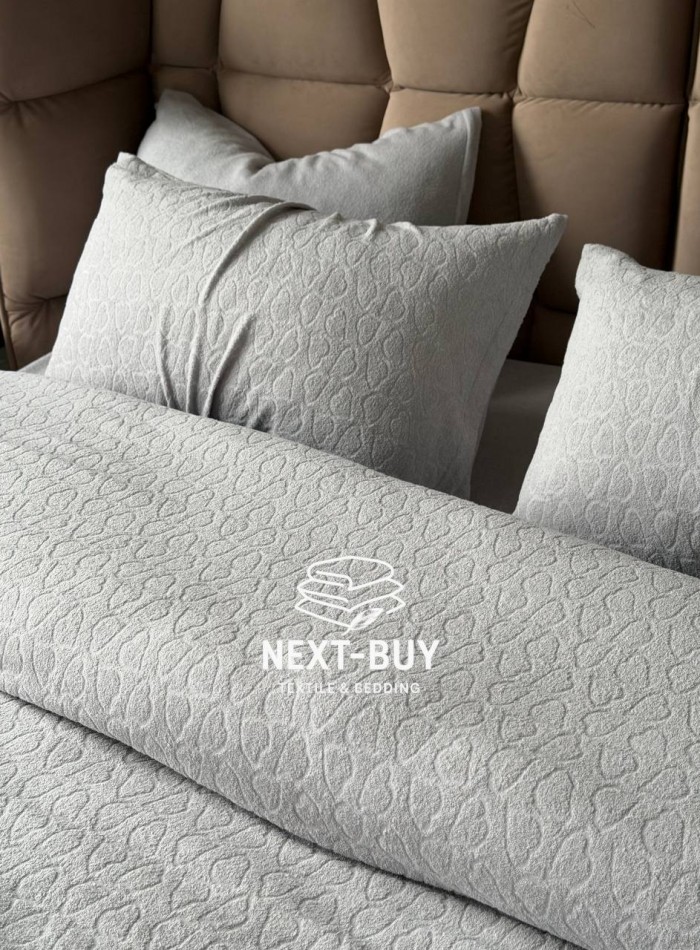 Постільна білизна махрова Maison D'or Jaquard Stretcu Terry Set Grey 200x220см - Зображення 2