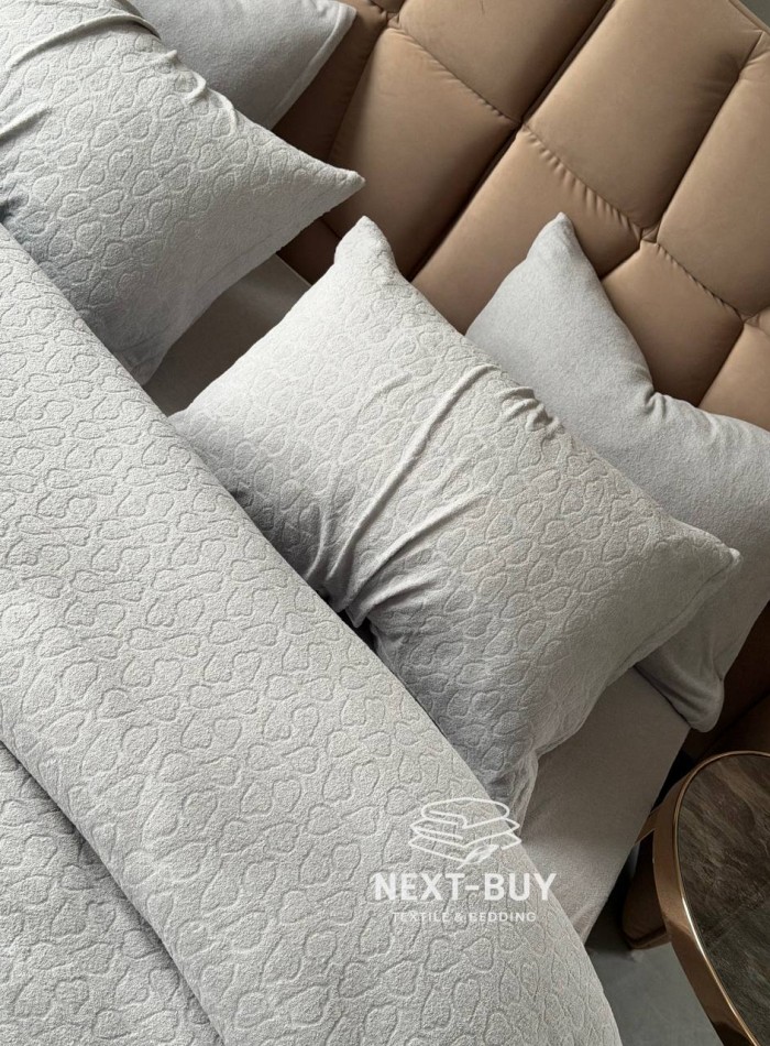 Постільна білизна махрова Maison D'or Jaquard Stretcu Terry Set Grey 200x220см - Зображення 10