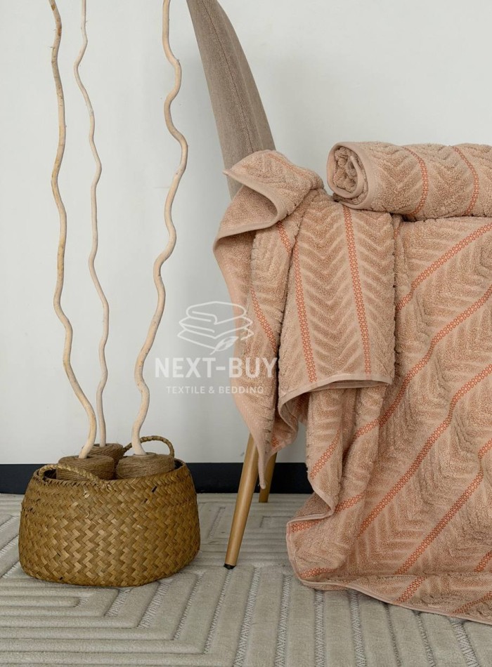 Полотенца Multi Terracotta Orange – Турция, 100% хлопок, серый с объёмным узором 2шт — изображение 5
