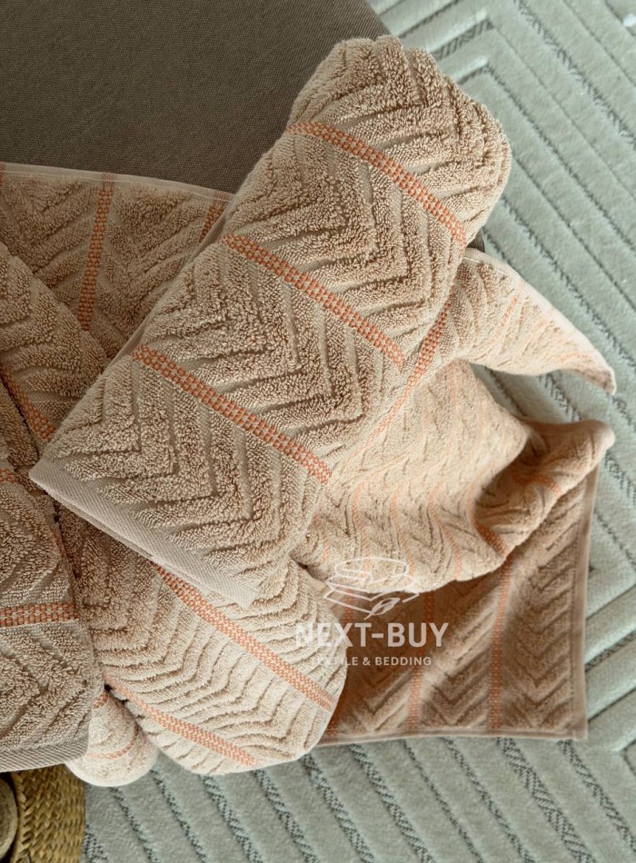 Полотенца Multi Terracotta Orange – Турция, 100% хлопок, серый с объёмным узором 2шт — изображение 4