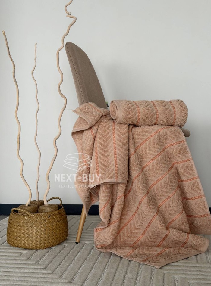 Полотенца Multi Terracotta Orange – Турция, 100% хлопок, серый с объёмным узором 2шт — изображение 3